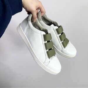 Blackstone White Lizard Elastic Laceless Slip On Leather Sneaker Shoes
